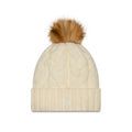 New Era Women's Cream Knit FUR POM Cable Beanie Back thumbnail