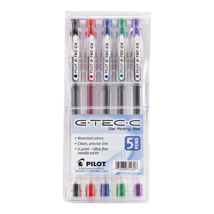 Pilot G-Tec-C Assorted Ultra Fine Point .4mm Gel Pen Set