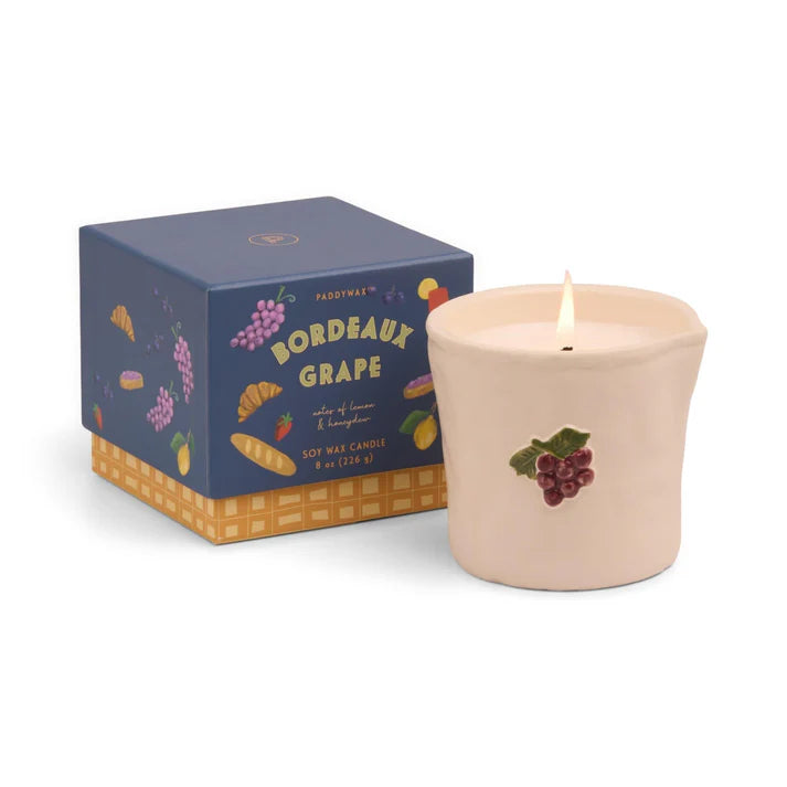 Paddywax Bistro Bordeaux Grape White Ceramic Candle 8oz