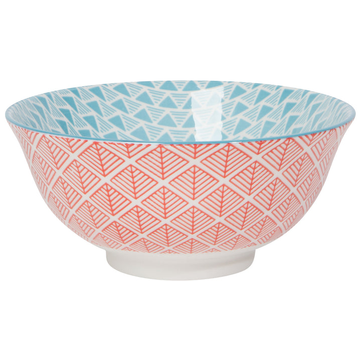 Danica Red Blue Leaf Geo Stamped Bowl 6 inch