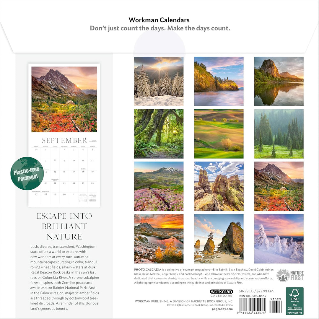 Washington Evergreen Wall Calendar 2026