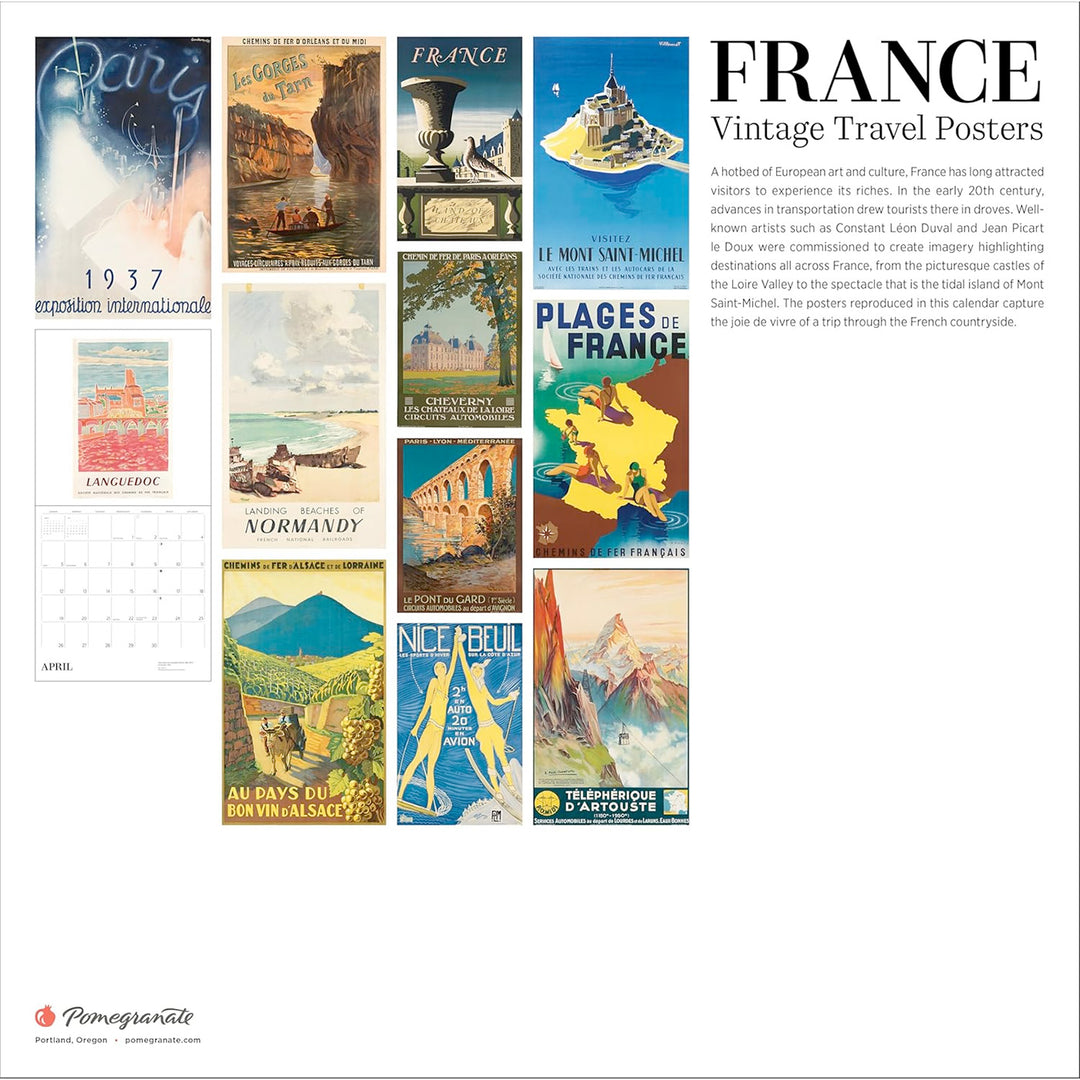 France: Vintage Travel Posters 2026 Wall Calendar