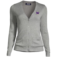 Lands' End Women's UW Alumni Cotton Modal Long Sleeve V-neck Cardigan Sweater