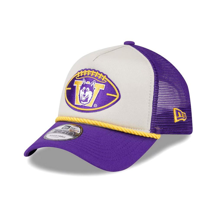 New Era Purple White 9Forty Vault Dog Football CFB Sideline A Frame Trucker Hat
