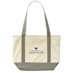 MCM Gray Trim Stacked W U of WA Signature Canvas Boat Tote