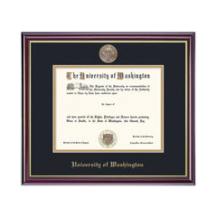 Photo of Framing Success Black with Gold Double Mat Gold Seal U of W Windsor Medallion Diploma Frame.