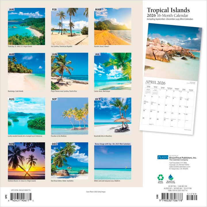 2026 Tropical Islands Wall Calendar