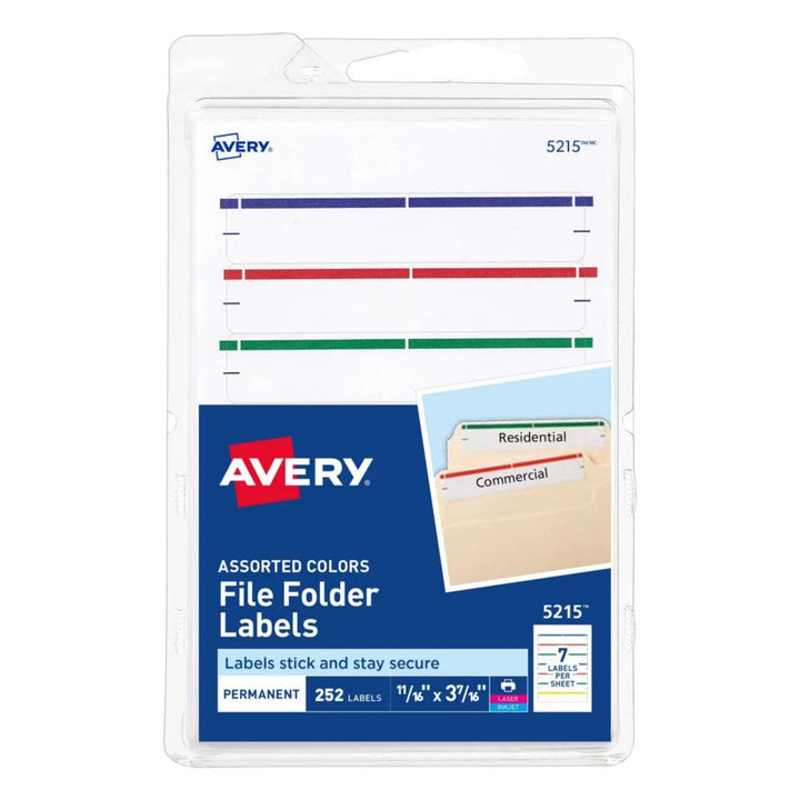 Avery Assorted Colors 1/3 Cut File Folder Labels 252 Pack