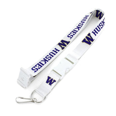 Photo of Aminco White W Huskies Team Buckle Lanyard.