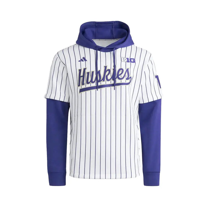 adidas Men's Huskies Pinstripe Baseball Jersey Pullover Hoodie