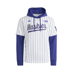 Photo of adidas Men's Huskies Pinstripe Baseball Jersey Pullover Hoodie.