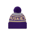 New Era Purple Gray W Huskies Cuff Pom Beanie Back thumbnail