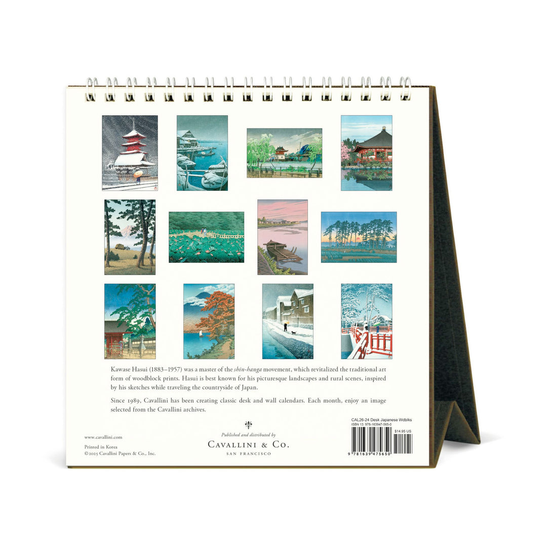 Cavallini Japanese Woodblocks 2026 Desk Calendar