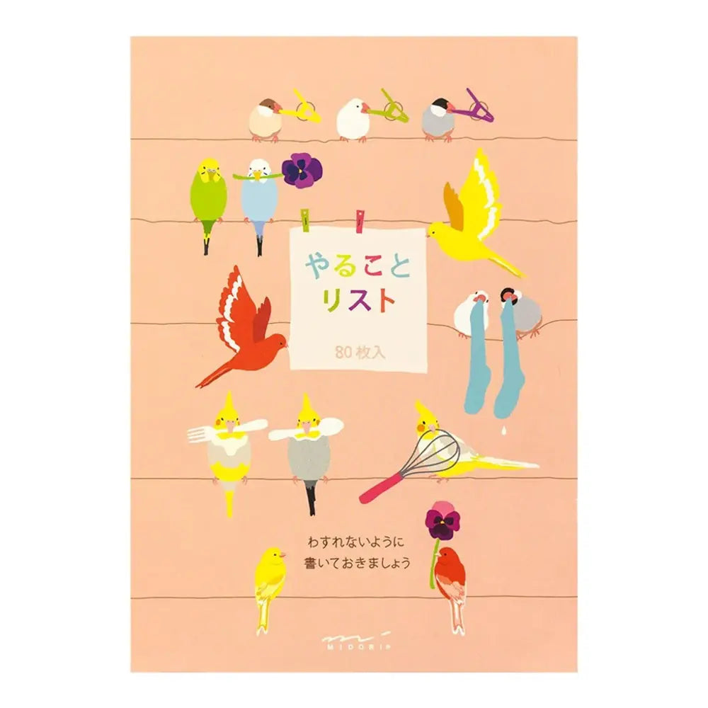 Midori To-Do List A6 Birds Memo Pad 40 Sheets