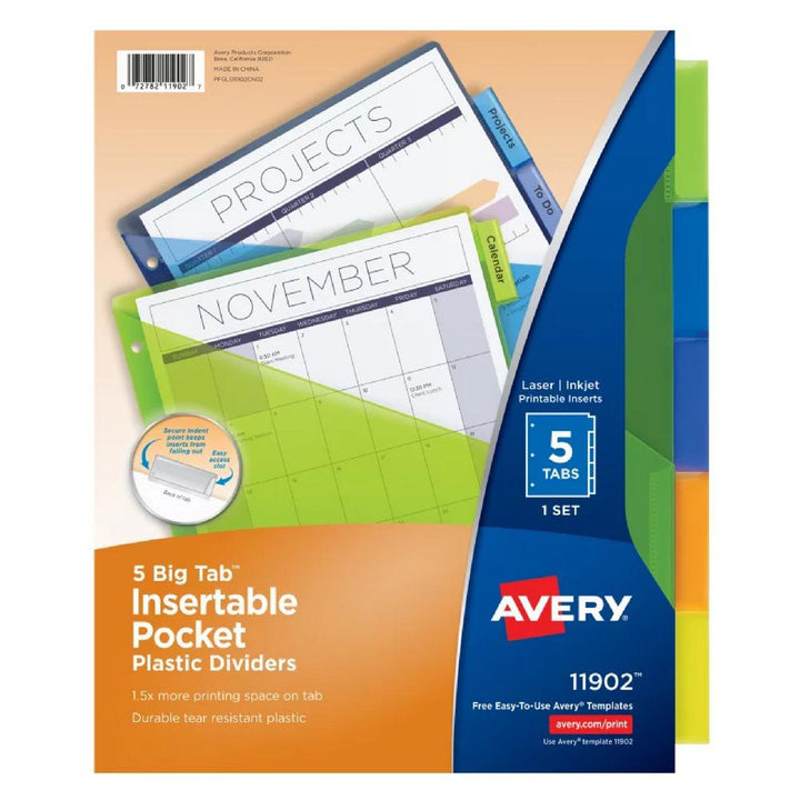 Avery Multicolor Big Tab 5 Tab Pocket Binder Dividers