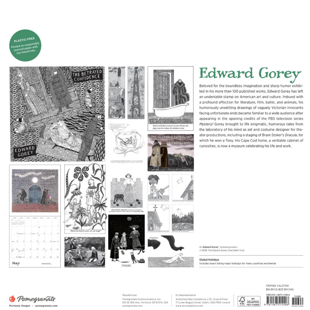 Edward Gorey 2027 Wall Calendar