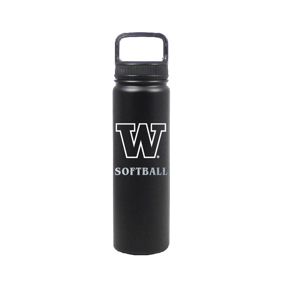 DROP SHIP Nordic Black W Softball Insulated Stainless Steel Bottle 24oz