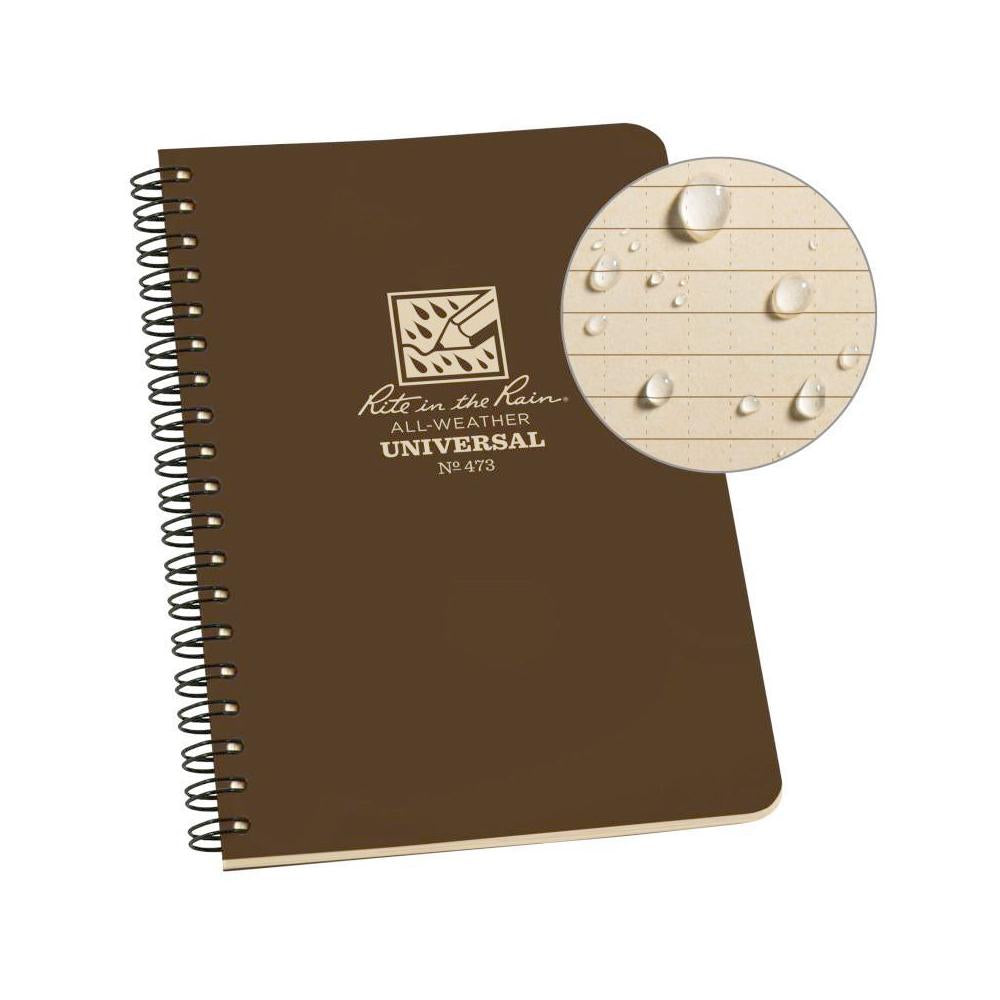 Rite in the Rain 4-5/8"x7" Universal Side Spiral Notebook#color_brown