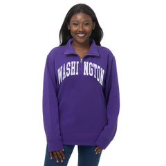 Photo of Zoozatz Unisex Washington Applique Quarter-zip#color_purple.