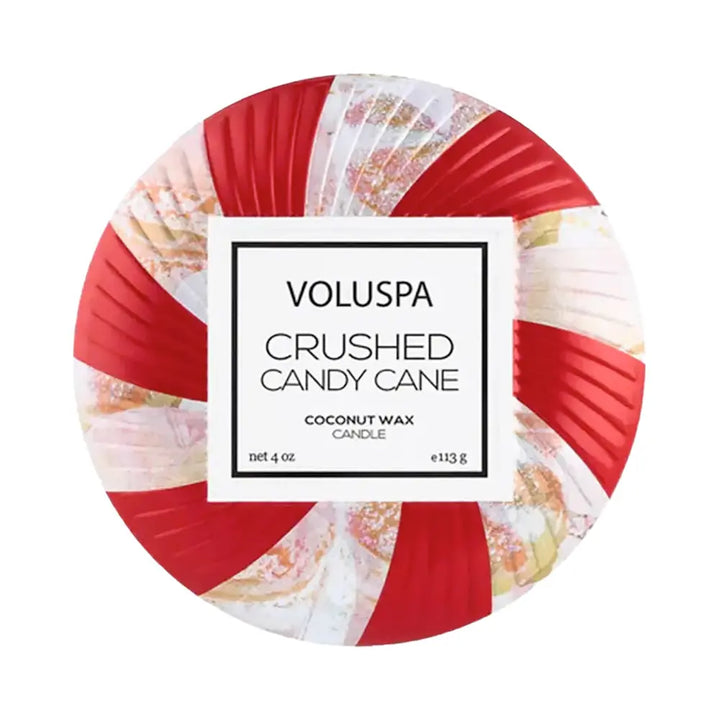 Voluspa Crushed Candy Cane Mini Tin Candle