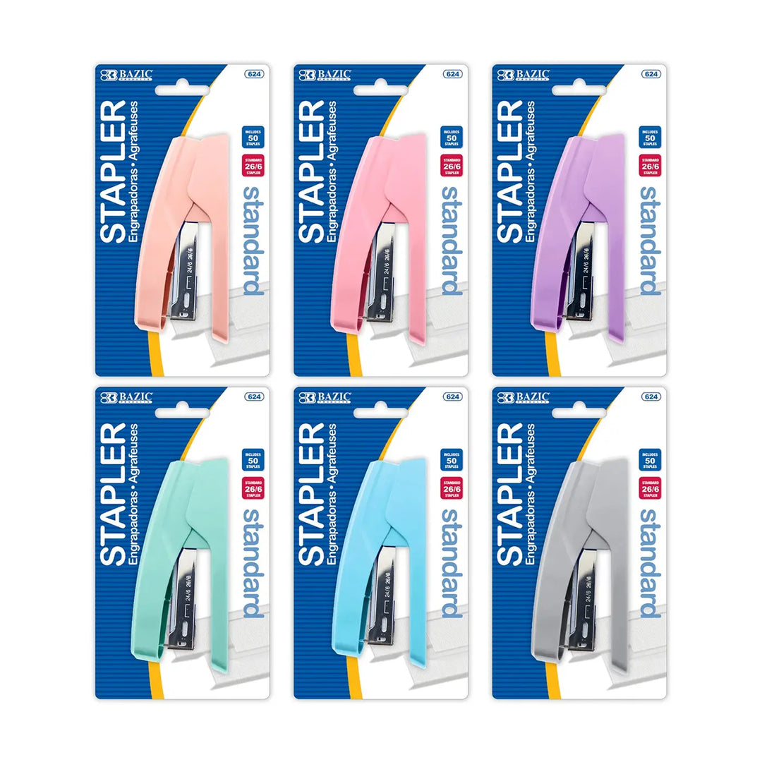 Bazic Assorted Pastel Stapler with Staples