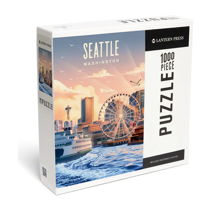 Lantern Press Seattle Waterfront Lithograph 1000 pc Puzzle