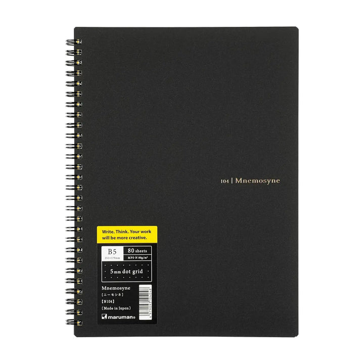Maruman Black Mnemosyne 5mm Dot Grid Spiral Notebook 80ct