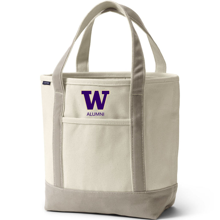 Lands' End Natural Canvas UW Alumni Open Top Tote Bag