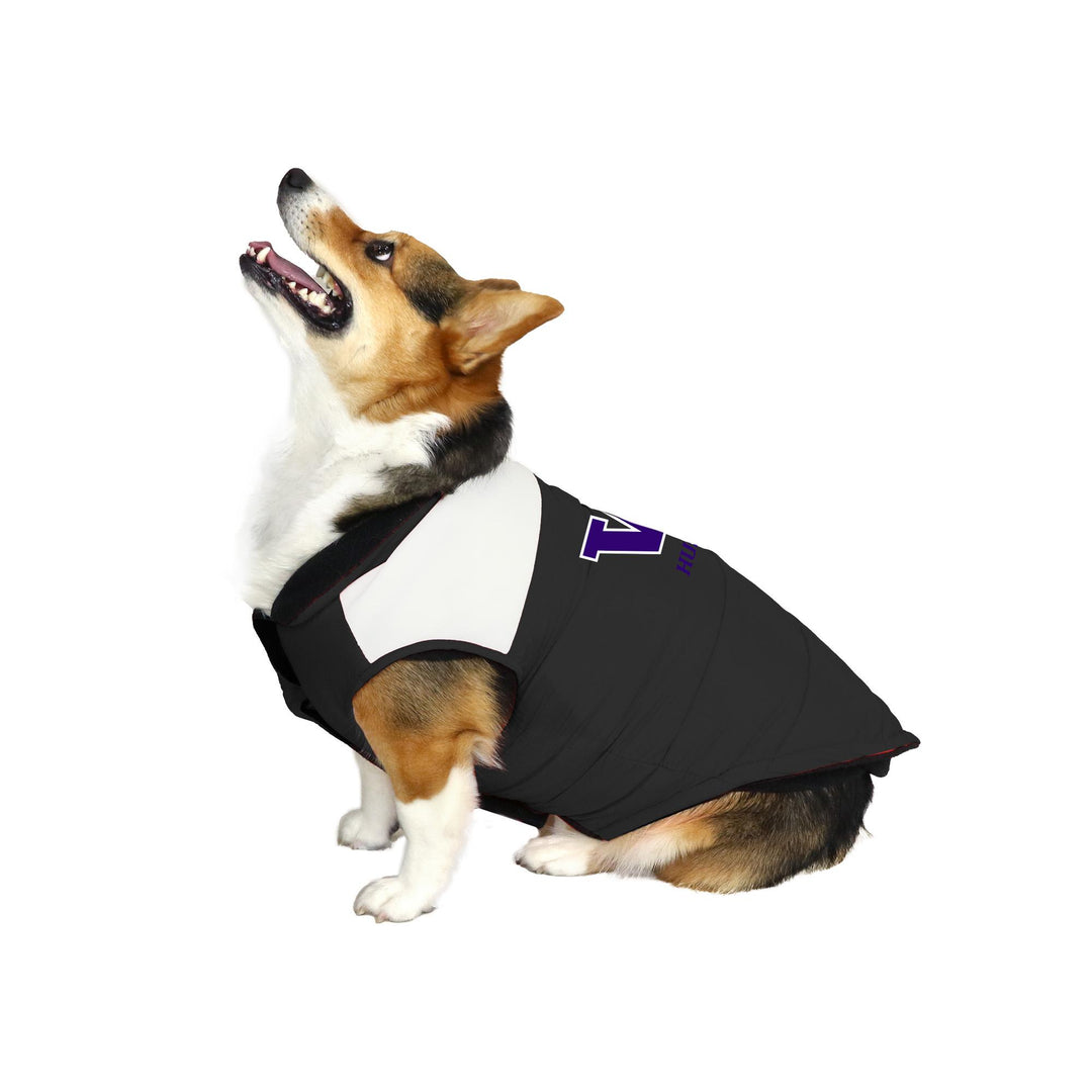 Little Earth Black W Huskies Retro Pet Puffer Vest