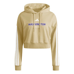 adidas Women's SS26 Washington Wordmark 3 Stripe Crop Hoodie