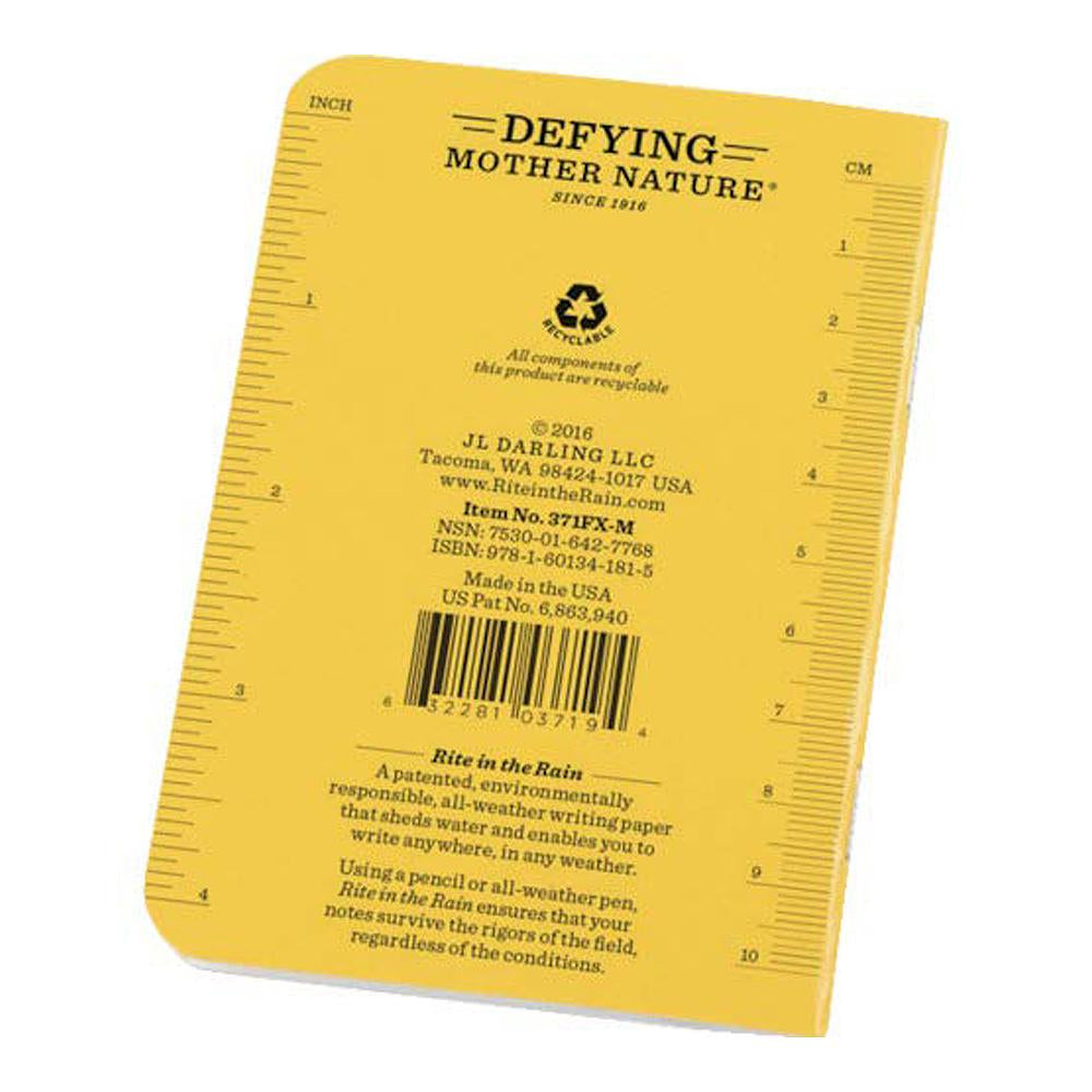 Rite in the Rain Yellow 3-1/4"x4-5/8" Stapled Notebook 12ct