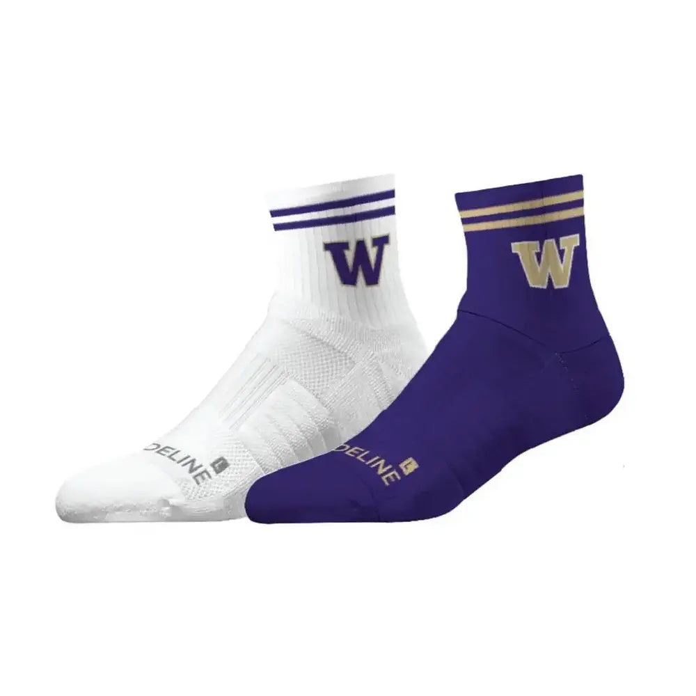 Strideline Unisex Purple White W Half Calf Socks 2-pack ML