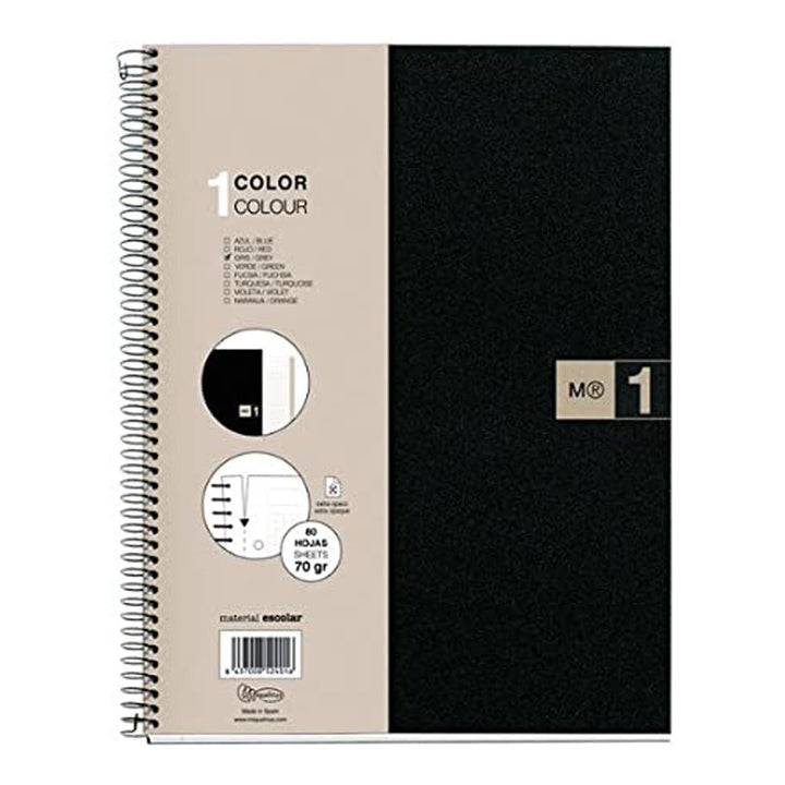 Miquelrius M Polypropylene NB1 Lined Spiral Bound Notebook 80ct