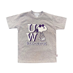 Photo of Third Street Gray Kids' UW Washington Snoopy Peanuts Leaning Tee.