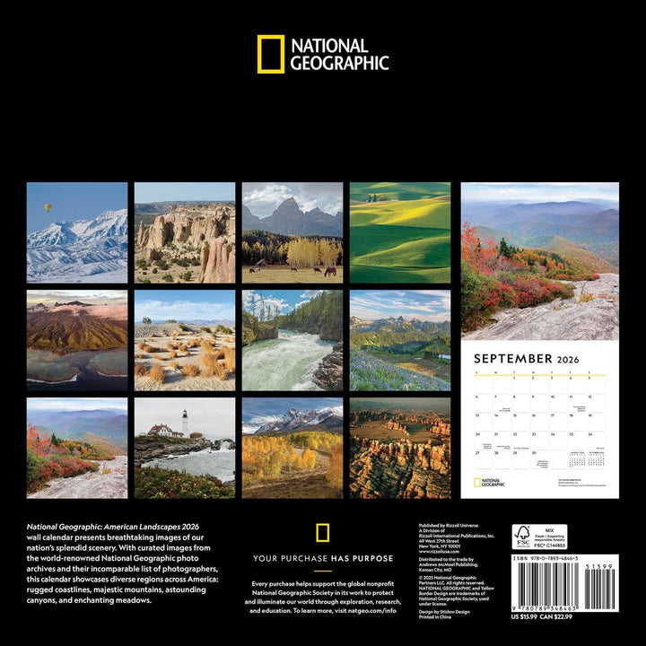 National Geographic American Landscapes 2026 Wall Calendar