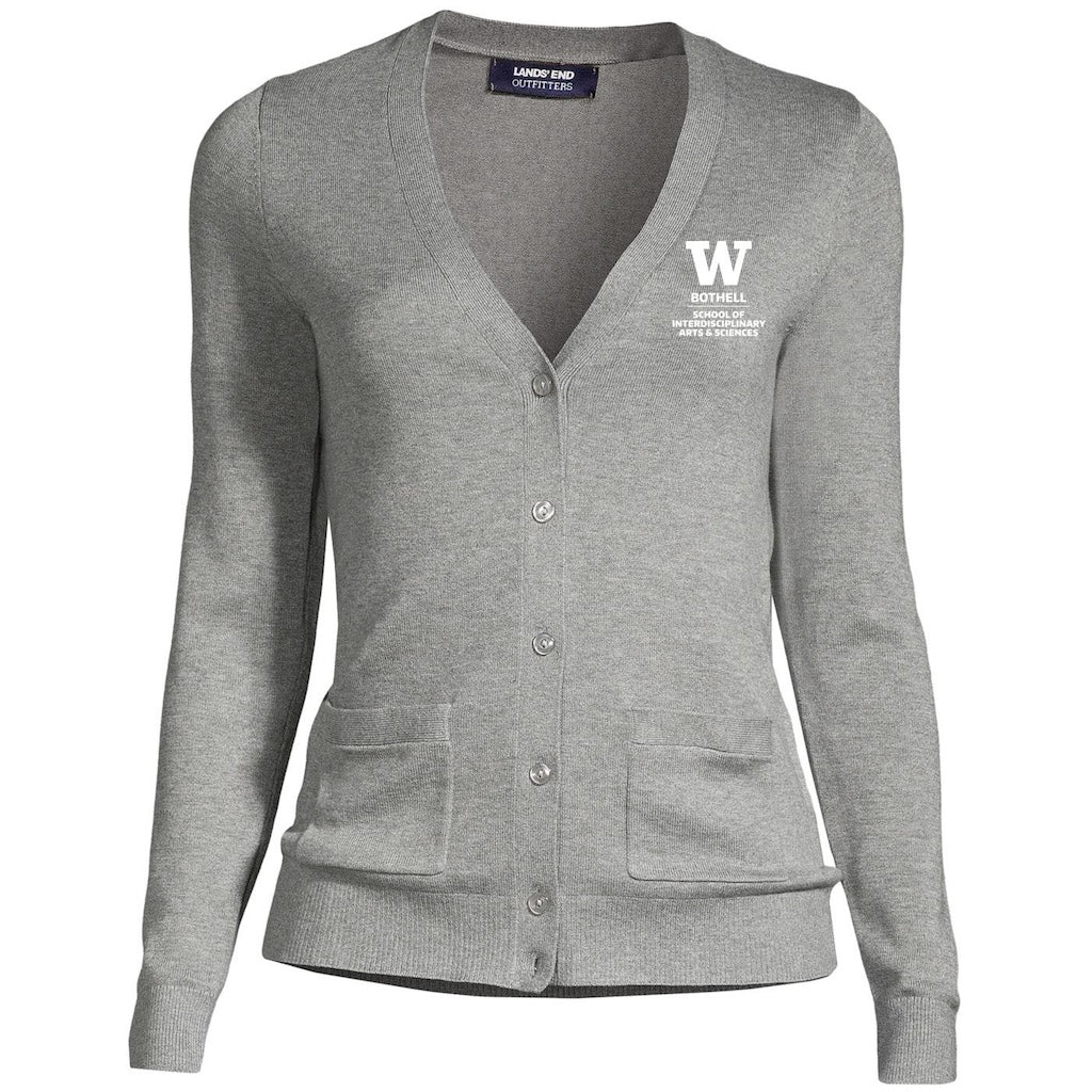 Lands' End Women's UW Bothell Interdisciplinary Arts & Sciences Cotton Modal Long Sleeve V-neck Cardigan Sweater