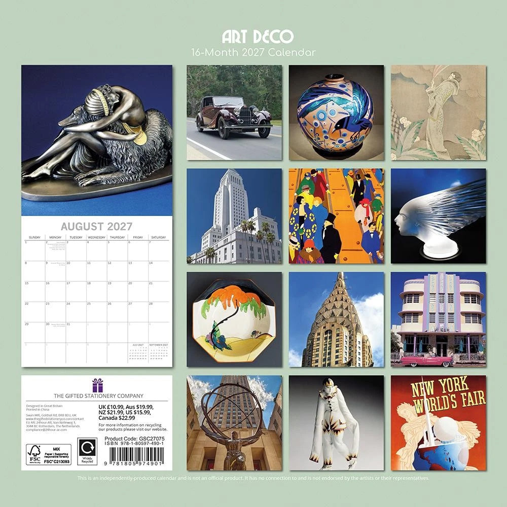 2027 Art Deco Wall Calendar