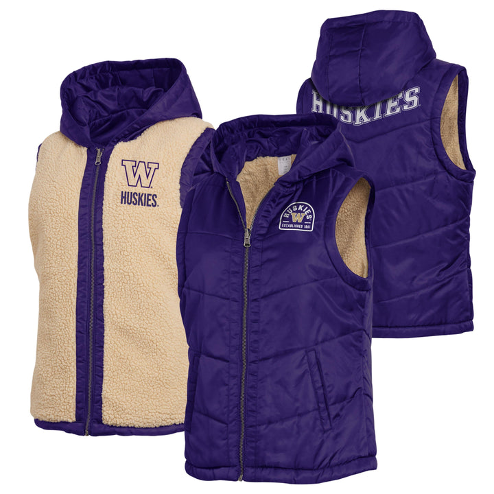 WEAR Women's Washington Huskies FW24 Reversible Nylon Sherpa Vest