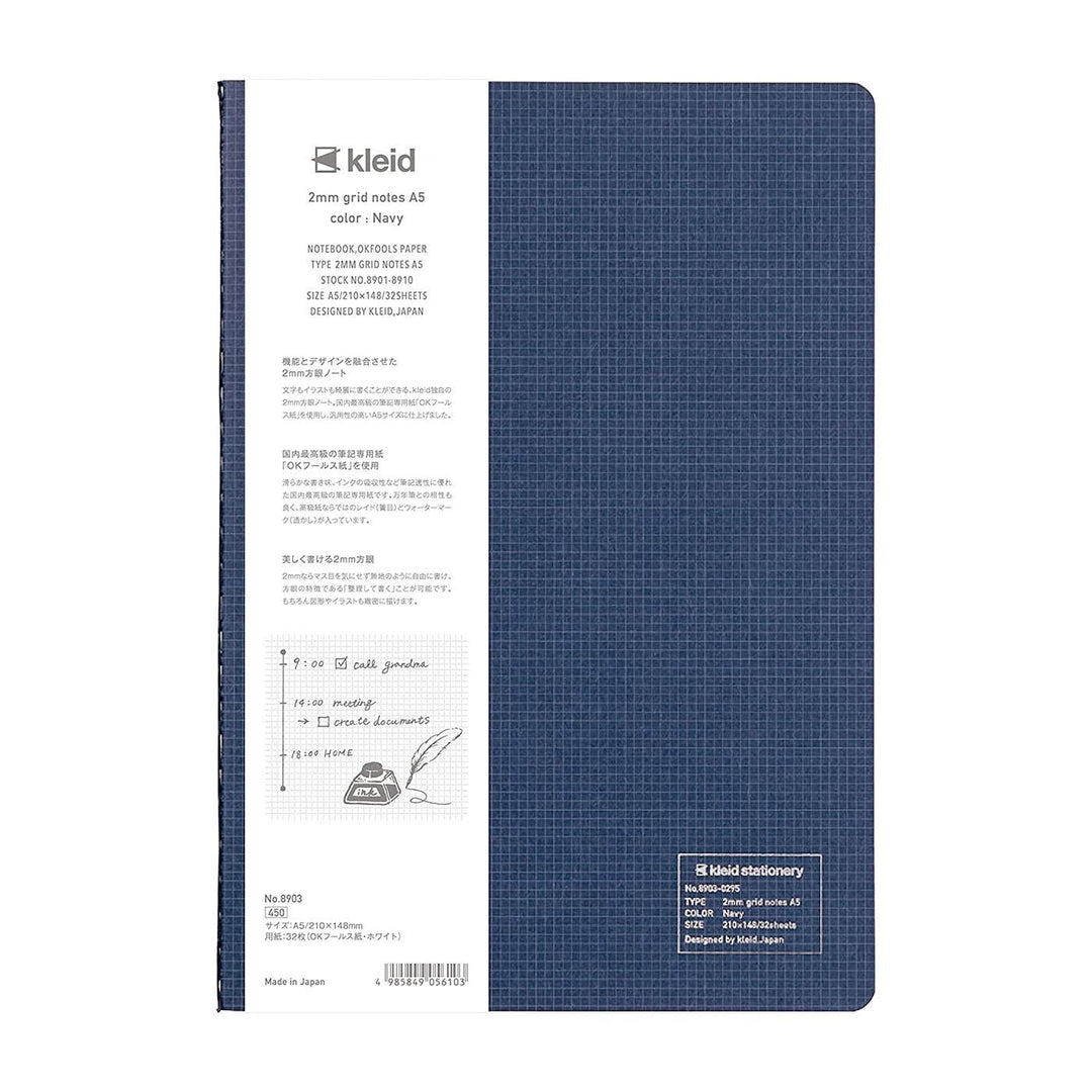 Kleid 2mm A5 Grid White Paper Sewn Notebook#color_navy