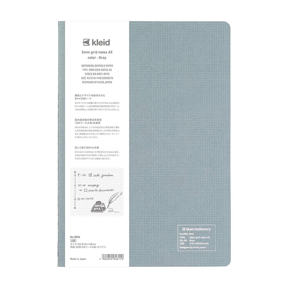 Kleid 2mm A5 Grid White Paper Sewn Notebook#color_gray