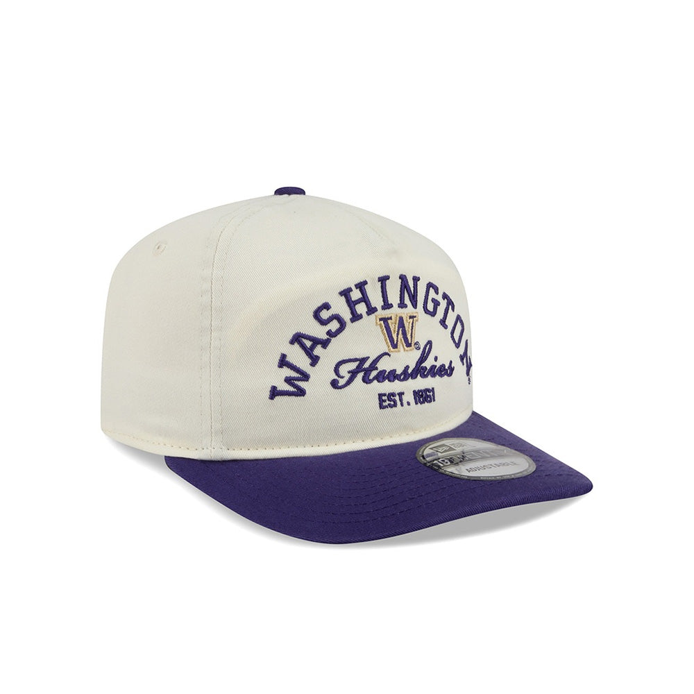 New Era White Purple Washington Huskies 19Twenty STACKED Relaxed Snapback Hat