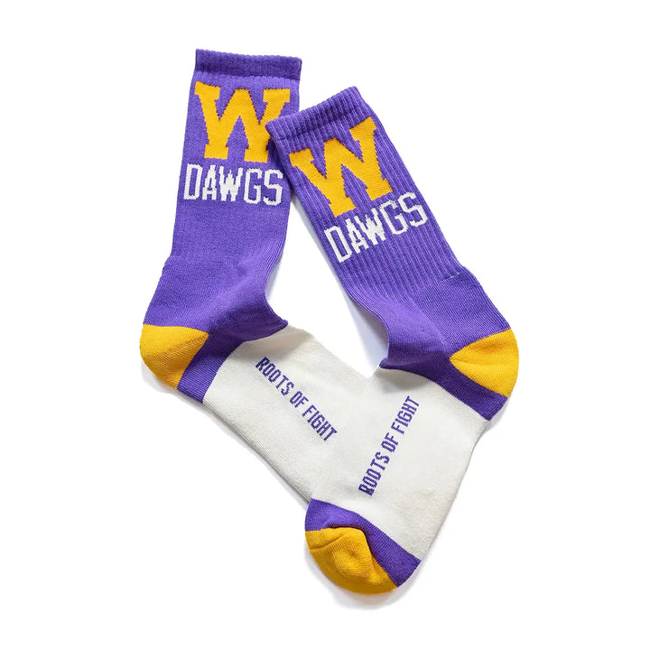ROF Purple W Dawgs Athletic Dept Socks