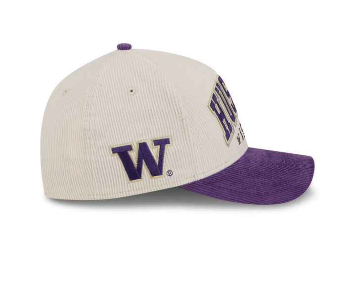 New Era Cream Purple Huskies W 9Forty A Frame SIDED Corduroy Adjustable Hat