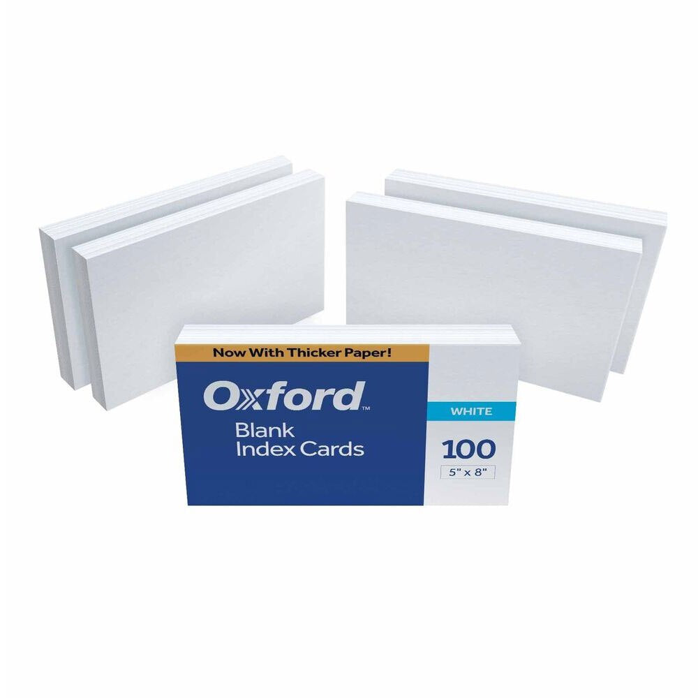 Oxford White Blank Index Cards 100 Count