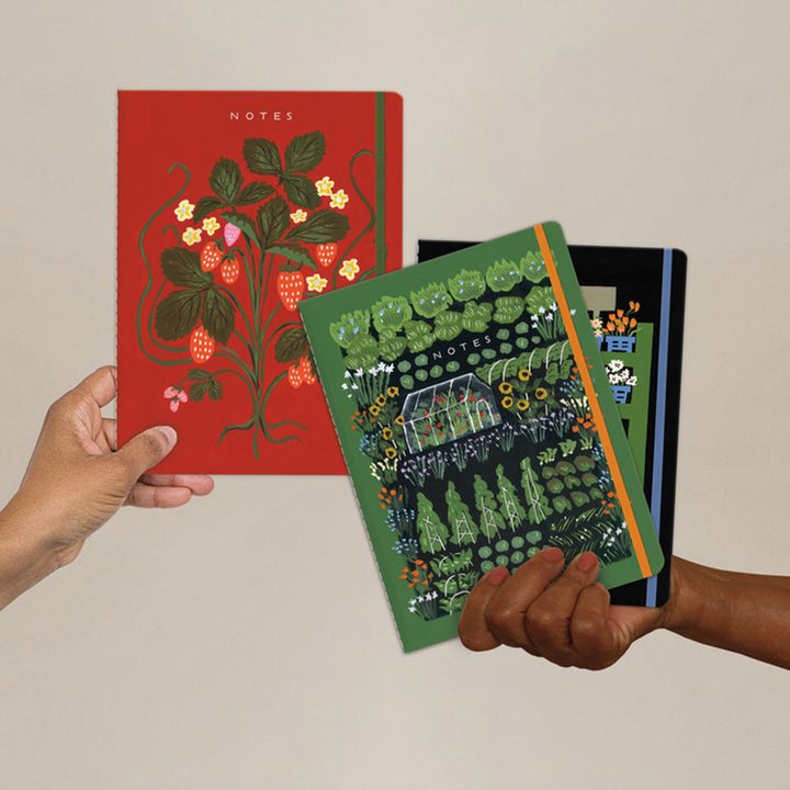 Seedlings Garden Greenhouse Sewn Notebook Set of 3