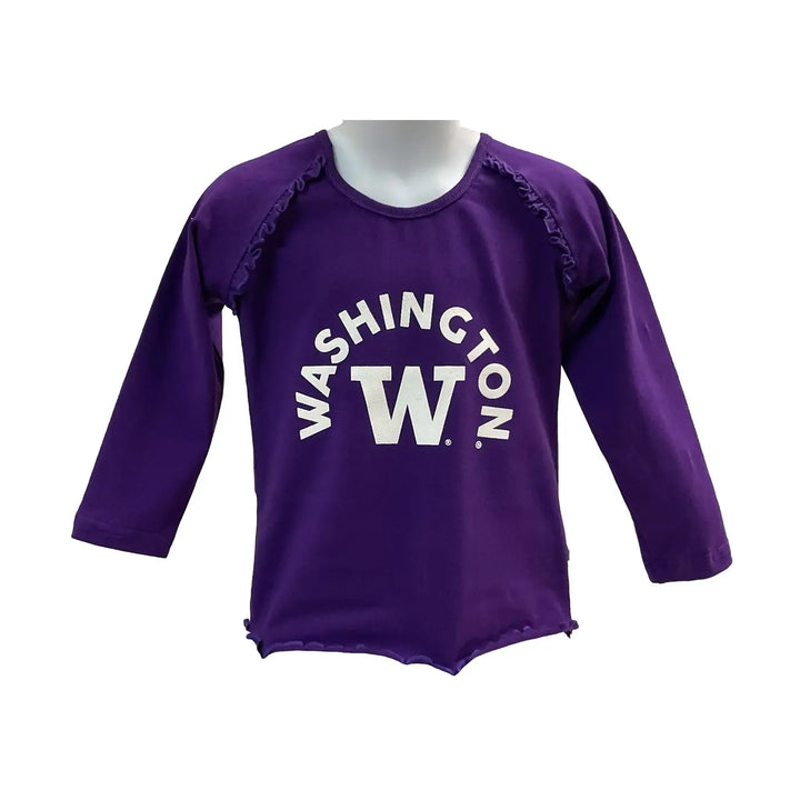 Third Street Toddler Girls' Purple Washington W Long Sleeve Spandex Ruffle Raglan Tee