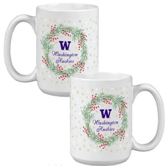 Neil White W Washington Huskies Holiday Wreath Impact Grande Mug 15oz