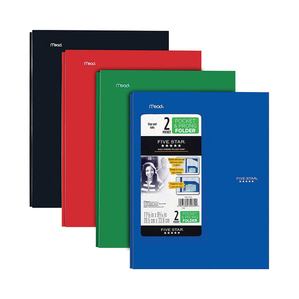 Five Star Stay Put Folder with Prongs (Black Item) – University