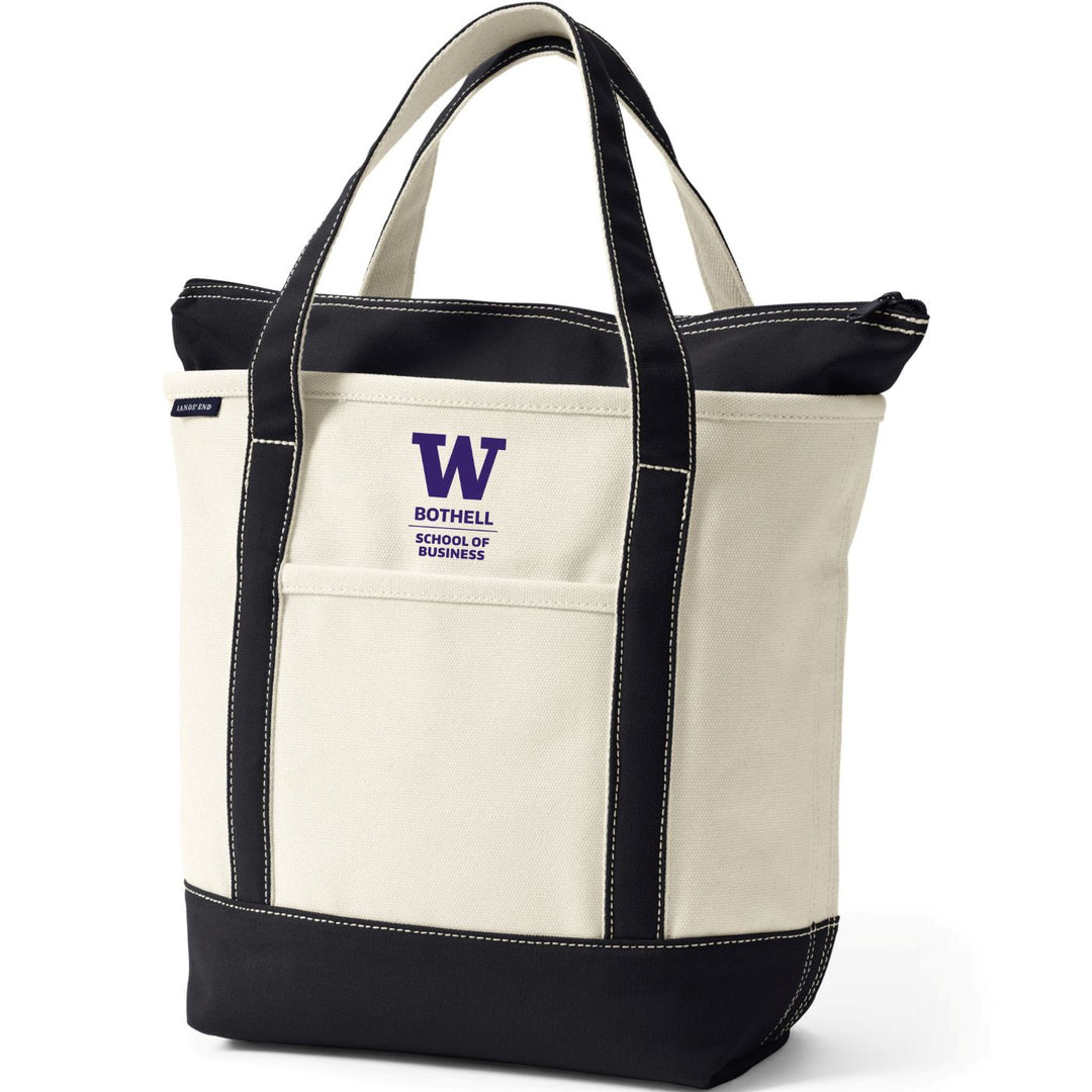 Lands' End Natural Canvas UW Bothell School of Business Zip Top Tote Bag