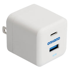 Photo of OnHand Dual Port USB-C & USB-A Wall Charger.